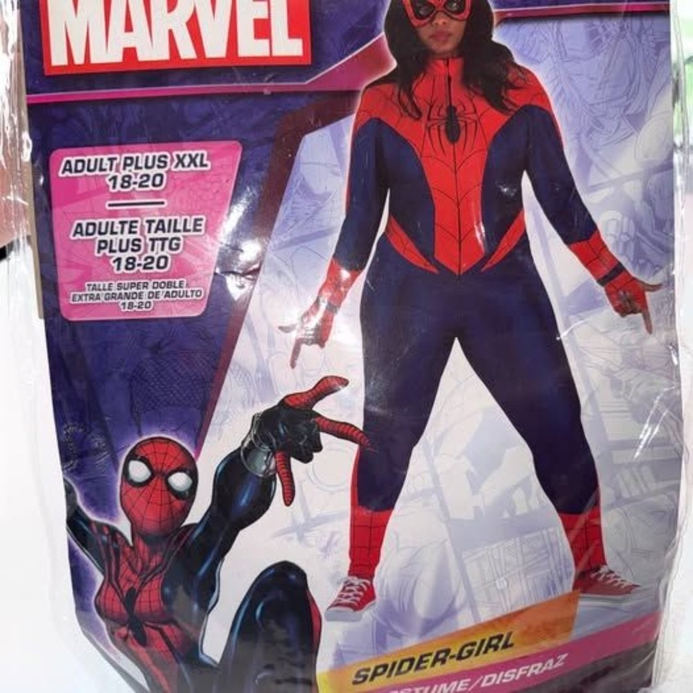 Marvel Spider-Girl Costume Adult Plus XXL 18-20 Red Blue Metallic 2pc No Mask